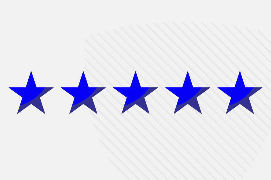 Gray Background with 5 blue stars 